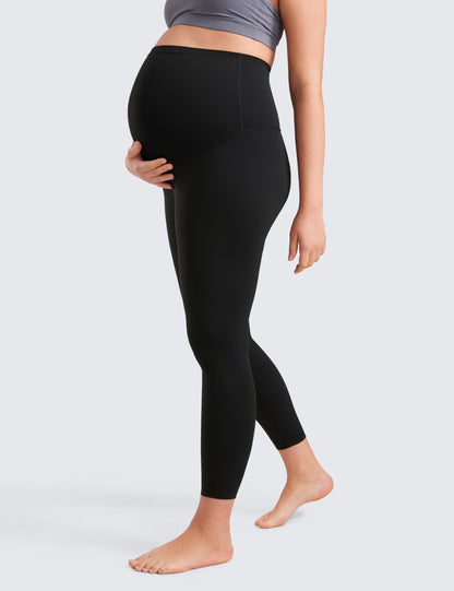 CRZ YOGA Women's Butterluxe 25" Maternity Leggings - Over Bump Workout Leggings Pregnancy Soft Belly Support Yoga Pants Black 10