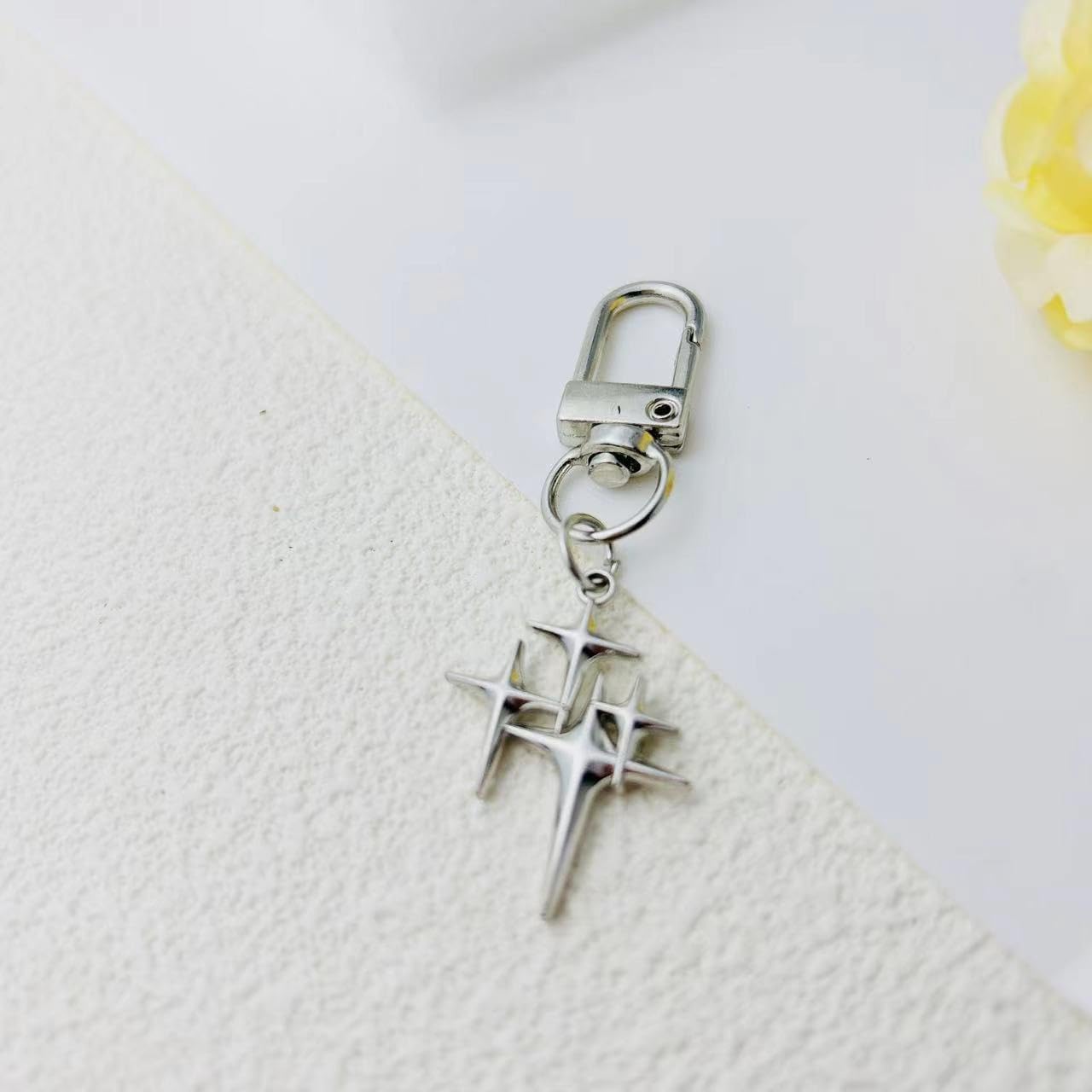 Meefisher Cute Star Moon Keychain Aesthetic Accessories Stainless Steel Key Ring Purse Handbag Backpack Bag Charms Car Holder (2 PCS(Style-2,Style-5))