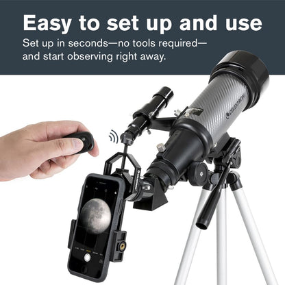 Celestron Travel Scope 70DX Portable Refractor Telescope – 70mm Aperture, Fully-Coated Glass Optics – Includes Bonus Phone Adapter, Backpack & More – Ideal for Beginners & Travel