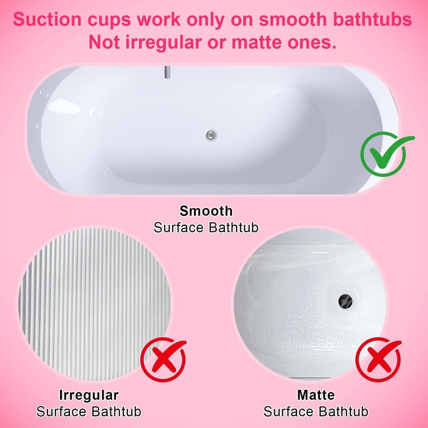 Flgocexs Bubble Bath Mat,Full Body Waterproof Spa Mat for Bathtub, 6-Speed Bubbles, Remote Control & Non-Slip Suction Cups for Home Relaxation Pink