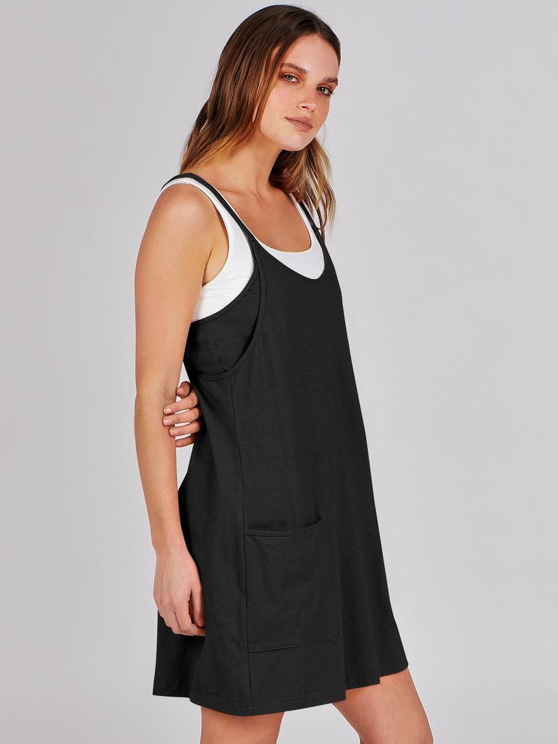 ANRABESS Women Athletic Dress Summer Tennis Workout Active Sports Mini Romper Dress Built in Shorts Travel Vacation Clothes Black X-Smal