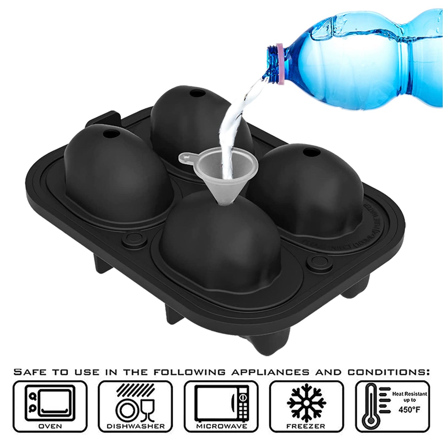 JETKONG Large Skull Ice Mold - 4 Cavity Silicone Skull Ice Maker - Ice Cube Tray for Whiskey, Bourbon, Cocktails and Juice