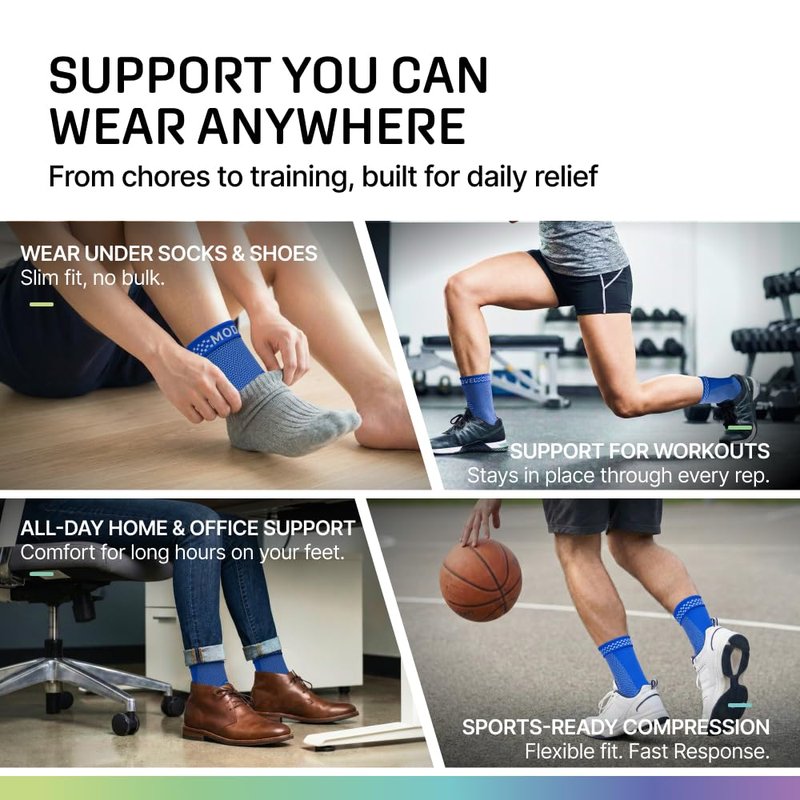 Modvel Foot & Ankle Brace Socks for Sprained Ankle Compression Sleeve - Foot Support for Women & Men - Tendonitis & Arthritis Ankle Brace Sports Running, Torn Ligaments & Women Stabilizing Ankle Wrap