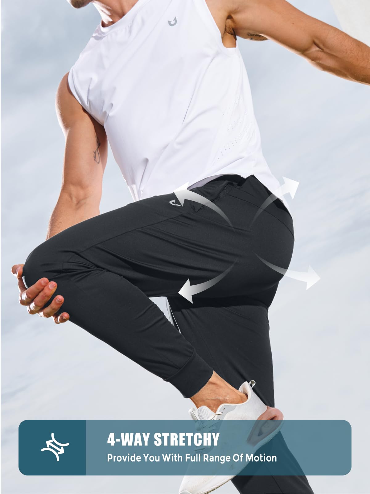 NORTHYARD Men's Joggers Pants with Zipper Pockets Lightweight Sweatpants Athletic Running Workout Track Pants for Men Black L