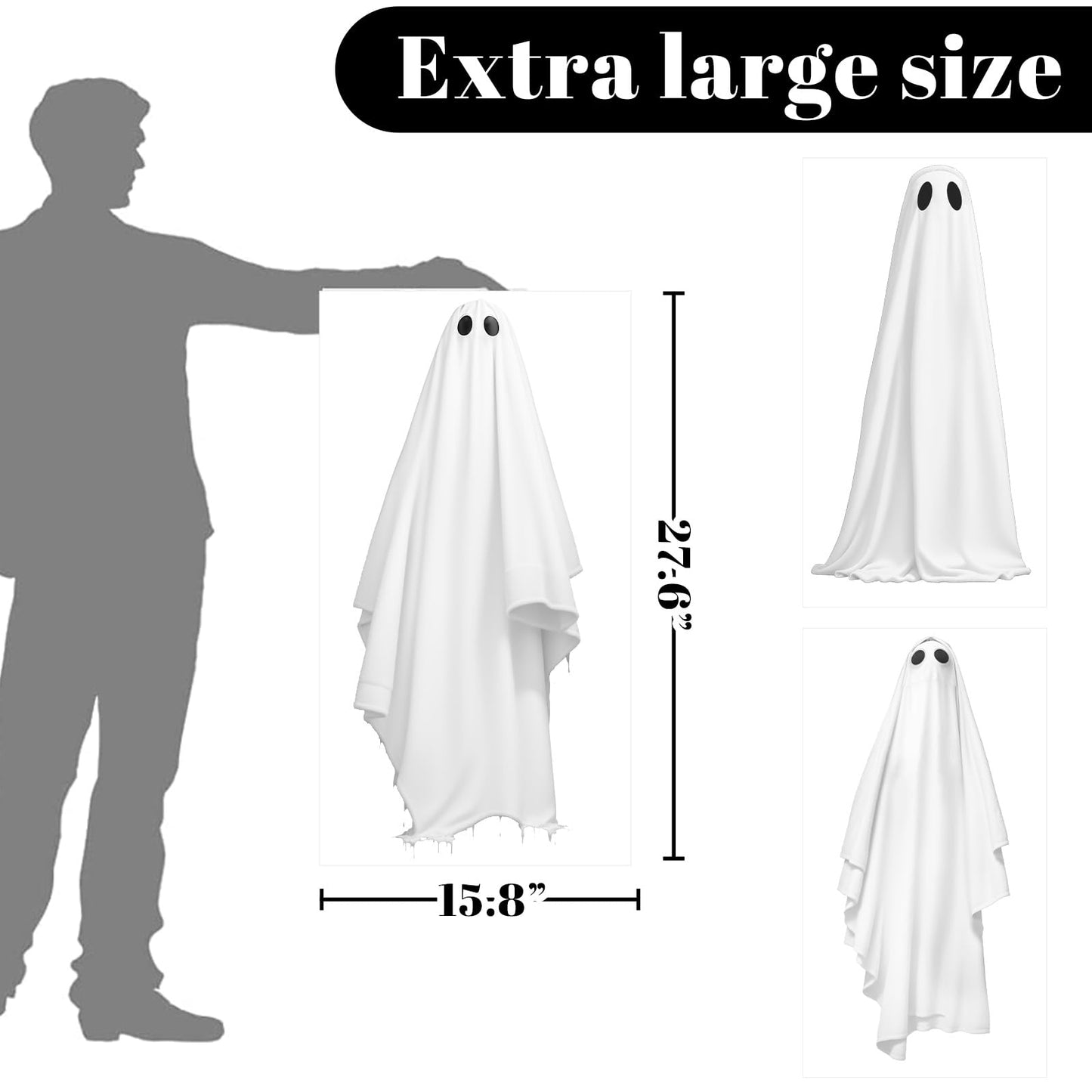 Extra Large Halloween Window Clings Ghosts Mirror Decorations for Glass Windows, Halloween Window Stickers Decals for School Home Office Party Supplies