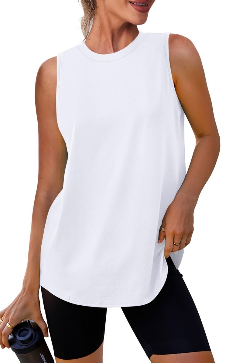 XIEERDUO Womens Summer Tops Sleeveless Workout Tops for Women Beach Vacation Essentials White L