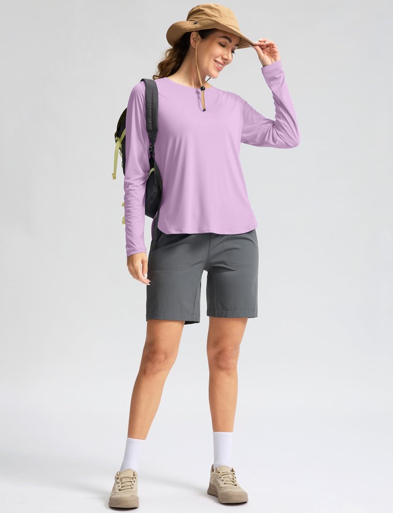 Women's Sun Shirts UPF 50+ Long Sleeve UV Protection Shirt Lightweight Quick Dry Workout Hiking Tops for Women(Purple,XS)