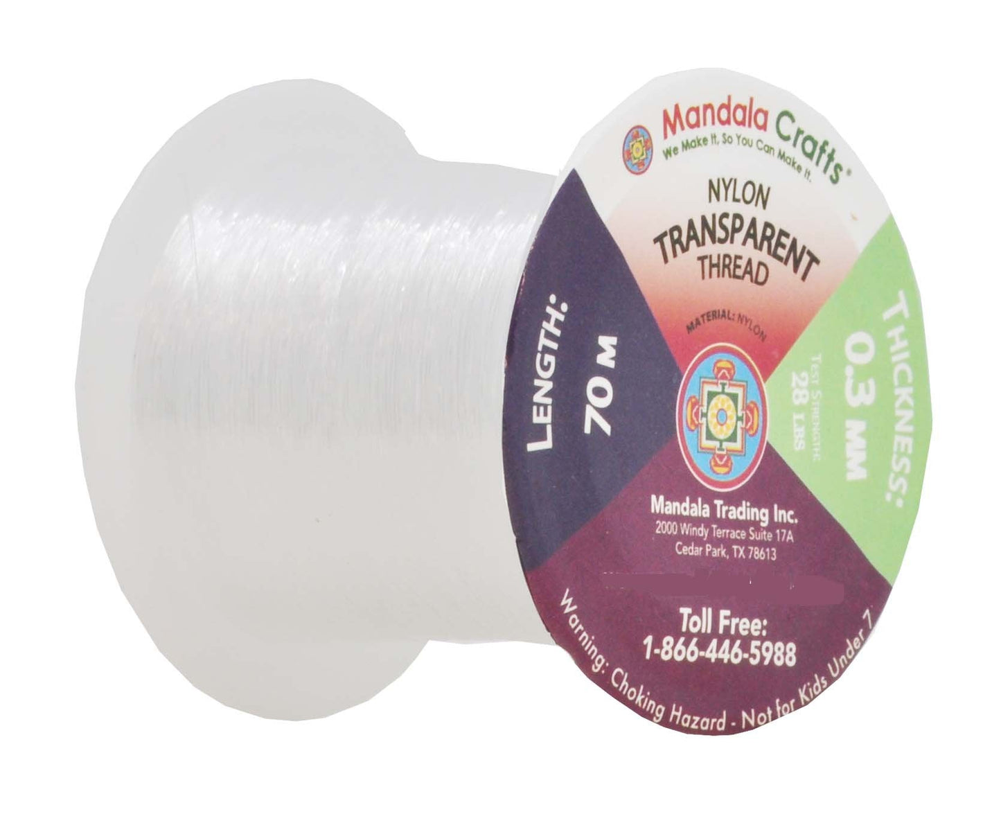 Mandala Crafts 0.3mm Clear Sewing Thread Transparent Nylon Invisible Thread for Sewing Quilting - 306 Yds Monofilament Fishing Line String for Hanging and Wigs