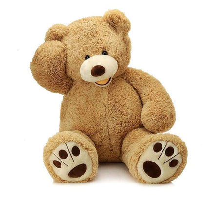 MorisMos Smiling Giant Teddy Bear, 39inch Large Stuffed Animal Bears with Big Footprints Plush, Kids Girlfriend Boyfriend Gift, Light Brown