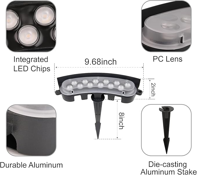 Low Voltage Landscape Flood Lights, Bule Light 9W 12V Wired Outdoor LED Color Floodlights for Uplighting Palm Tree House Flag Wall Washer, Super Bright, Unique Design, Aluminum, Black, 6Pack