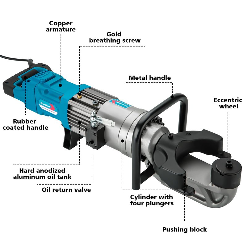 CENTALL 1" Electric Hydraulic Rebar Bender 16-25mm 3s Easily Bending Portable Rebar Bender 1200W 120v/60hz Bending Angle 0-130 Degrees HRB-25 (Blue)