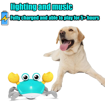 HONGID Crawling Crab Dog Toys,Escaping Crab Dog Toy with Obstacle Avoidance Sensor,Interactive Dog Toys with Music Sounds & Lights for Dogs Cats Pets,Christmas Toy Gifts for Puppy/Small/Medium Dogs