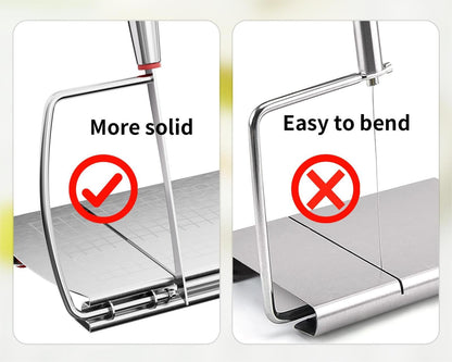 ISZW Multipurpose Cheese Slicer Cutter, Stainless Steel Cheese Cutter Board with Blade for Block Cheese, Effortless Slicing, Guillotine Sausage Ham Biltong Jerky Slicer