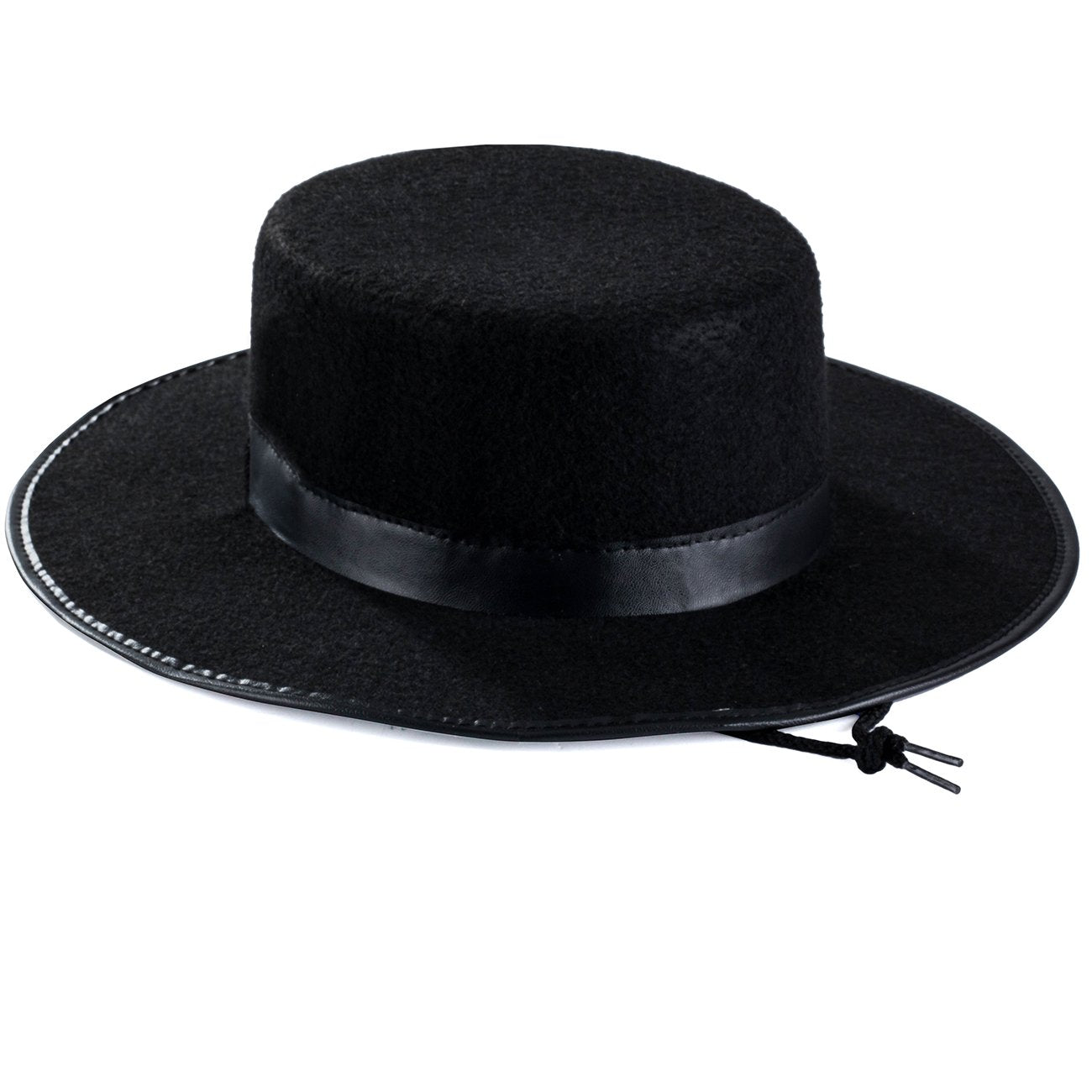 Tigerdoe Spanish - Gaucho Hat - Amish Hat - Black Flat Top Fedora Costume Hats
