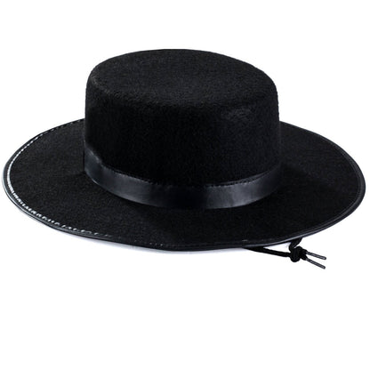 Tigerdoe Spanish - Gaucho Hat - Amish Hat - Black Flat Top Fedora Costume Hats
