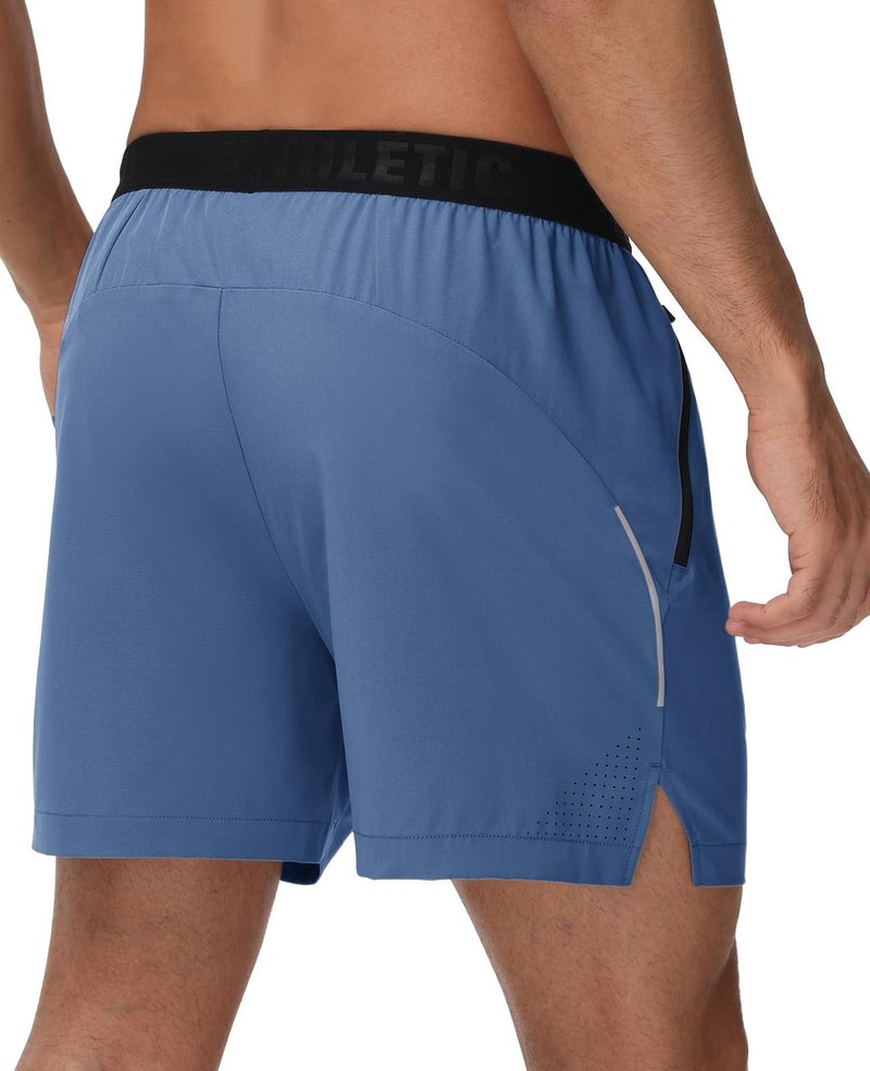 GymBrave Men's 5 inch Athletic Running Shorts with Zipper Pockets Lightweight Quick Dry Workout Gym Shorts for Men Blue S