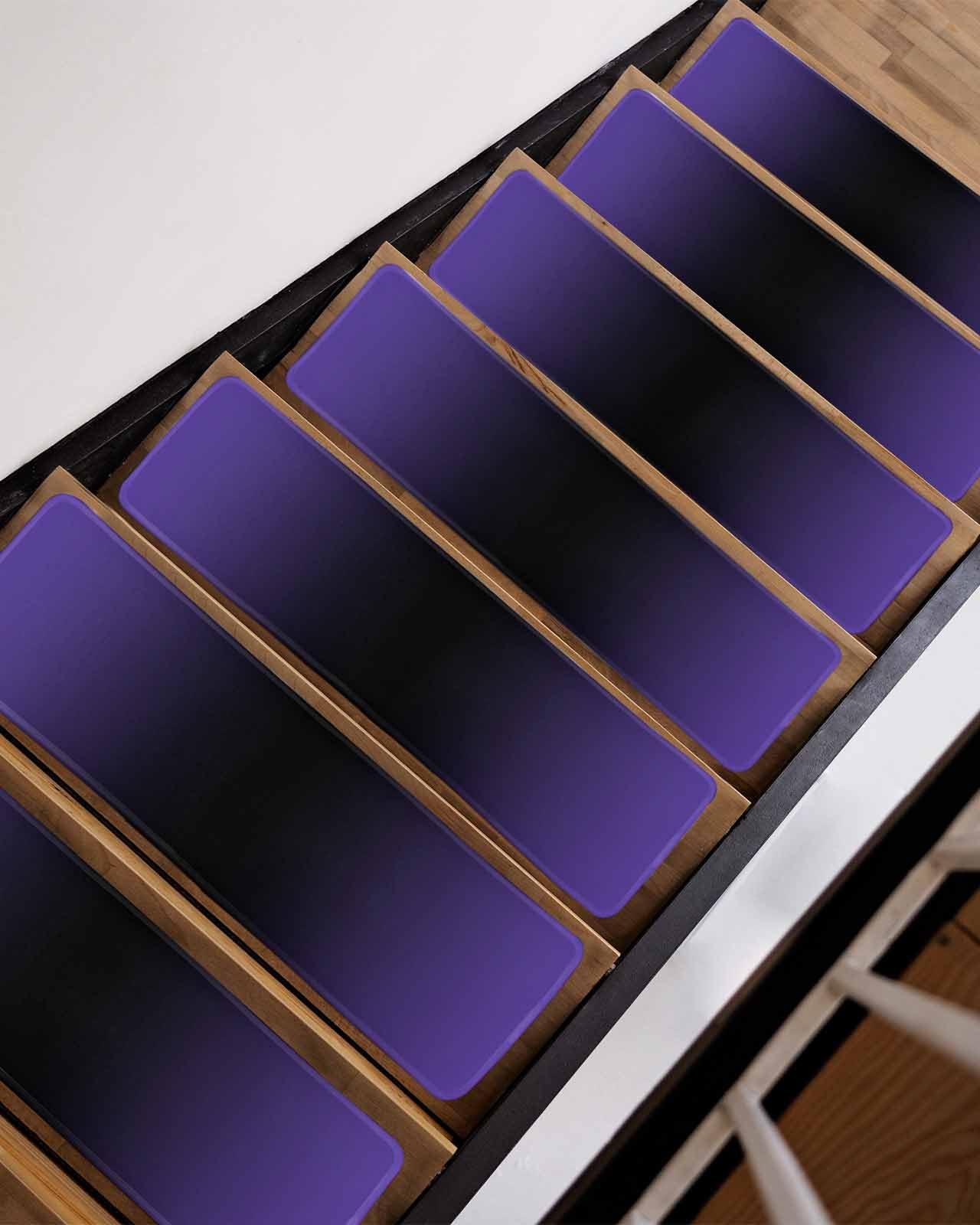 Purple Black Stair Treads for Wooden Steps Indoor, Non-Slip Stair Treads Carpet Peel & Stick Self-Adhesive Staircase Step Treads Runner Mat 15 Pack 8x30 Minimalist Abstract Contemporary Geometric