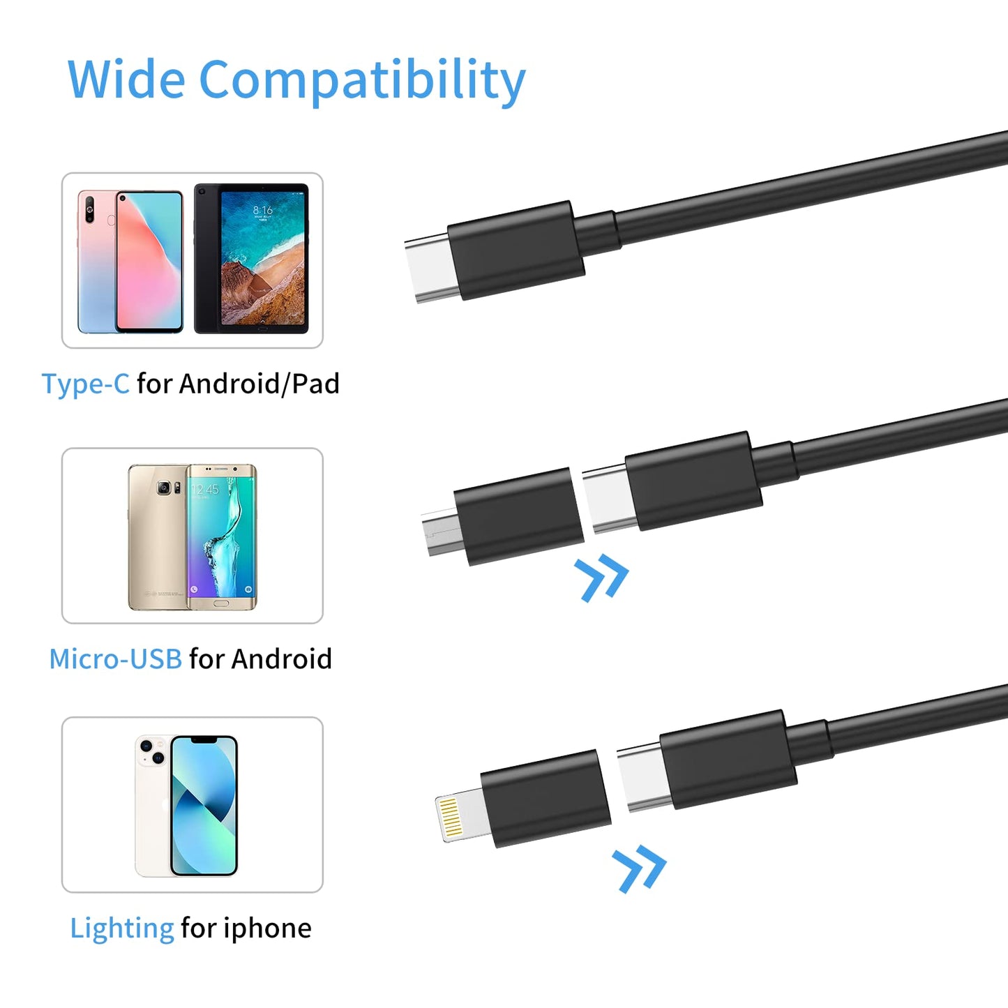 Endoscope Camera with Light, Borescope with 6 LED Lights,Endoscope with 9.8ft Semi-Rigid Snake Camera,IP67 Waterproof Inspection Borescope Camera with Light for Android iPhone iPad, Tools for Men