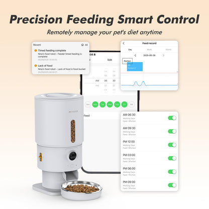 Automatic Cat Feeder with Camera - 5G WiFi Timed Cat Food Dispenser, 1080P HD Video with Night Vision, 1-15 Meals, 1-99 Portions, 2-Way Audio, Keeps Dry Food Fresh, 5L Auto Pet Feeder Also for Dogs