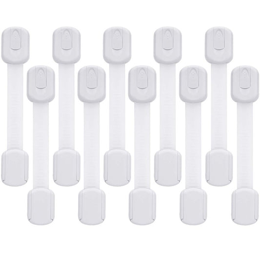 Goodv Child Safety Cabinet Locks - (10 Pack) Baby Proofing Latches to Drawer Door Fridge Oven Toilet Seat Kitchen Cupboard Appliance Trash Can with 3M Adhesive - Adjustable Strap No Drill No Tool