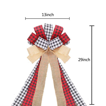 Svnntaa Christmas Tree Topper Buffalo Plaid Decorative Bow,Handmade Farmhouse Large Door Bows Banister Bow Christmas Bows for Holiday Home Decor