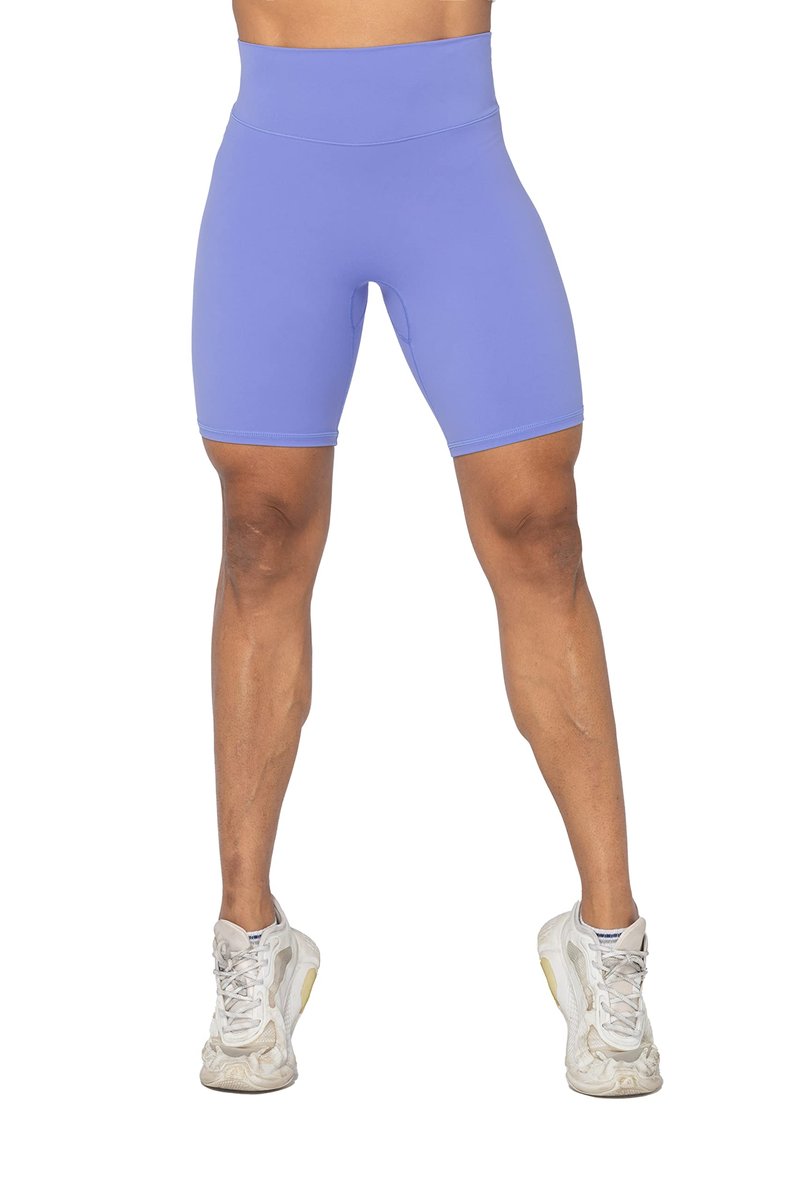 Sunzel No Front Seam High Waist Biker Shorts for Women, Squat Proof Yoga Workout Gym Bike Shorts 8" Periwinkle Medium