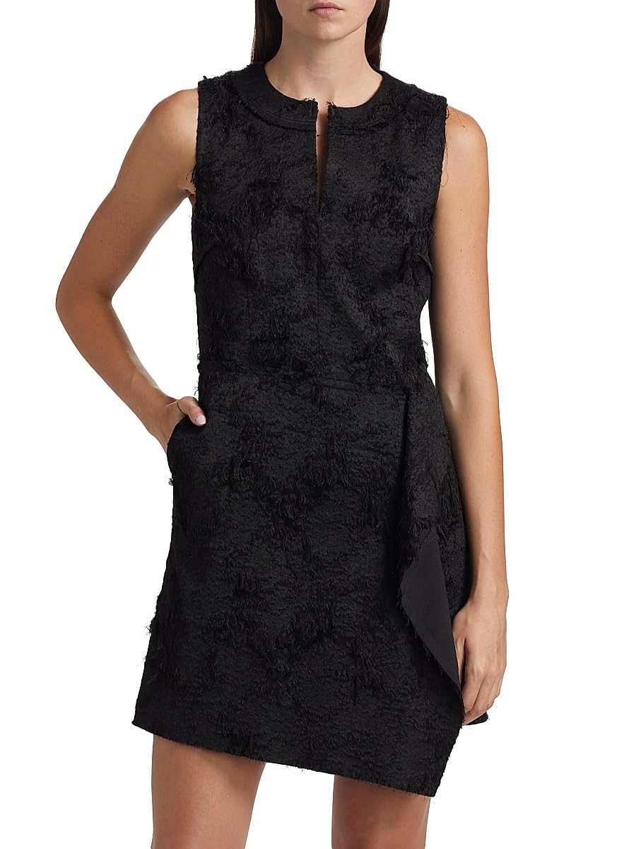 Jason Wu Collection, Frayed Cotton Jacquard Minidress, 10, Black