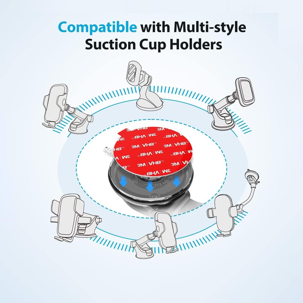 2-Pack 70mm/2.76" Adhesive Sticky Pads for Phone Holders Car Mounts, Heat-Resistant Super Strong Double-Sided Very High Bond Mounting Tape Sticker for Car Dashboard & Windshield