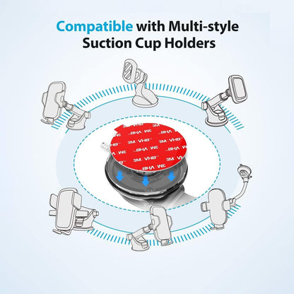 2-Pack 70mm/2.76" Adhesive Sticky Pads for Phone Holders Car Mounts, Heat-Resistant Super Strong Double-Sided Very High Bond Mounting Tape Sticker for Car Dashboard & Windshield