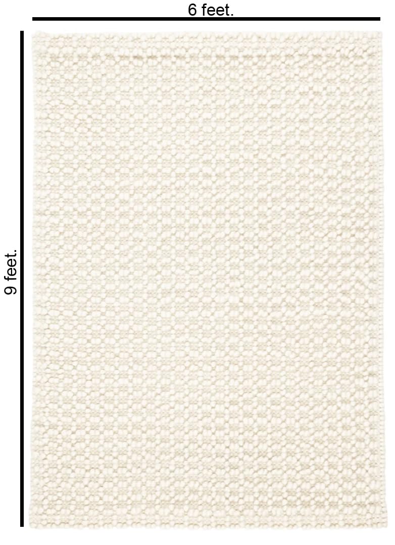 The Knitted Co. Handwoven Wool Area Rug - Hand Woven Natural Carpet Rugs- Bedroom Living Room Dining Room (Ivory- 6'x9')