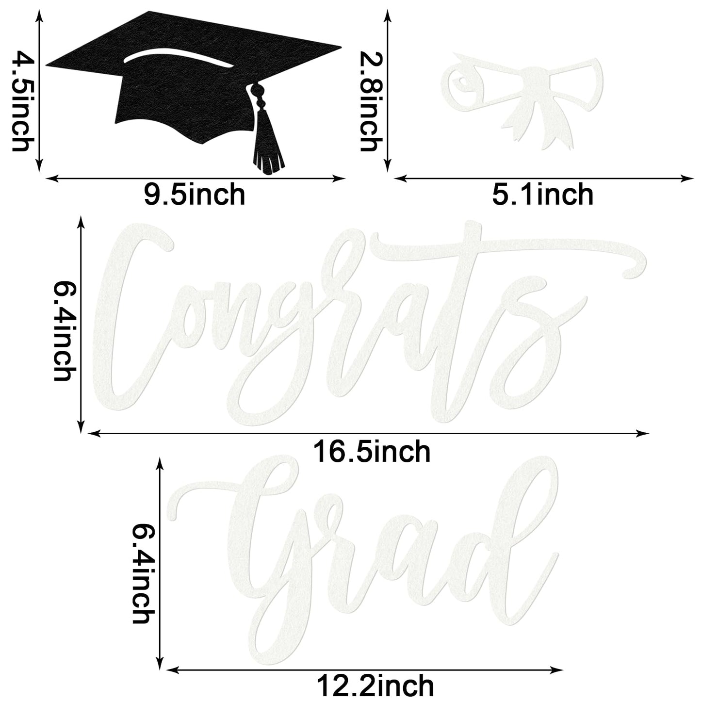 MASTRON Congrats Grad Deal Sign for Backdrop - White Felt Graduation Party Sign Class of 2026 Balloon Arch Backdrop, High School Event Deal Decor, College Commencement Sign
