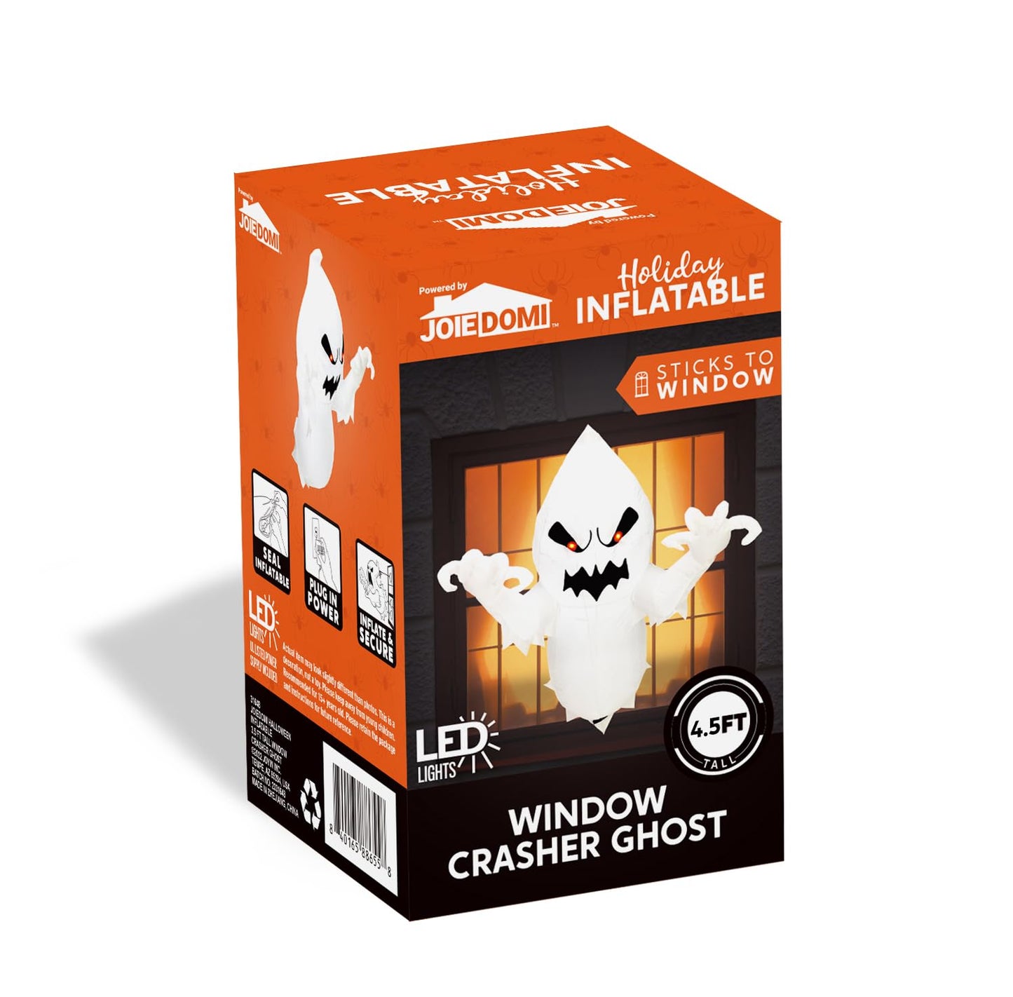 Joiedomi 4.5 FT Halloween Inflatable Ghost with Build-in LEDs, Blow Up Flying Ghost Broke Out from Window for Halloweeen Window Decorations, Yard, Garden, Lawn Decoration