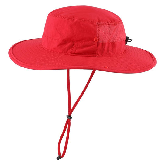 Connectyle Outdoor Wide Brim Bucket Hat for Men Women Adjustable Breathable Fishing Cap UPF 50+ Sun Protection Boonie Hat Red