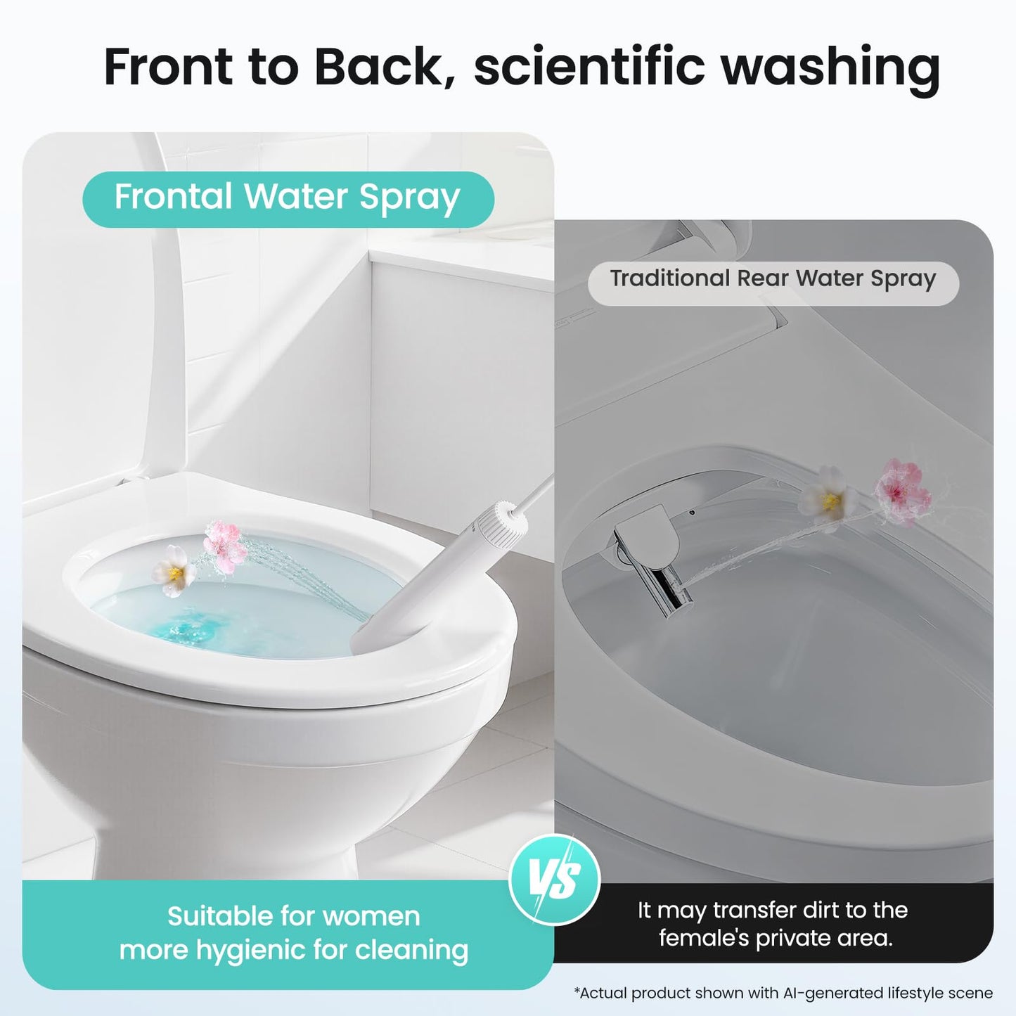 TOEE Handheld Bidet Sprayer for Toilet, 55" Leak-Proof Hose, Easy Install