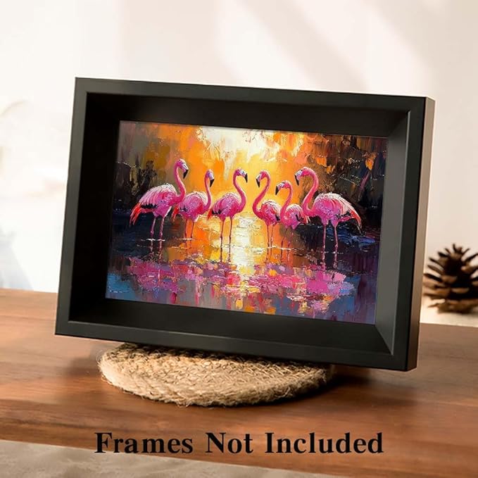 Yesad Flamingo Wall Art - Tropical Flamingo Canvas Prints for Living Room, Bedroom, Office - Animal Lover Gift - Unframed, 24'x16'