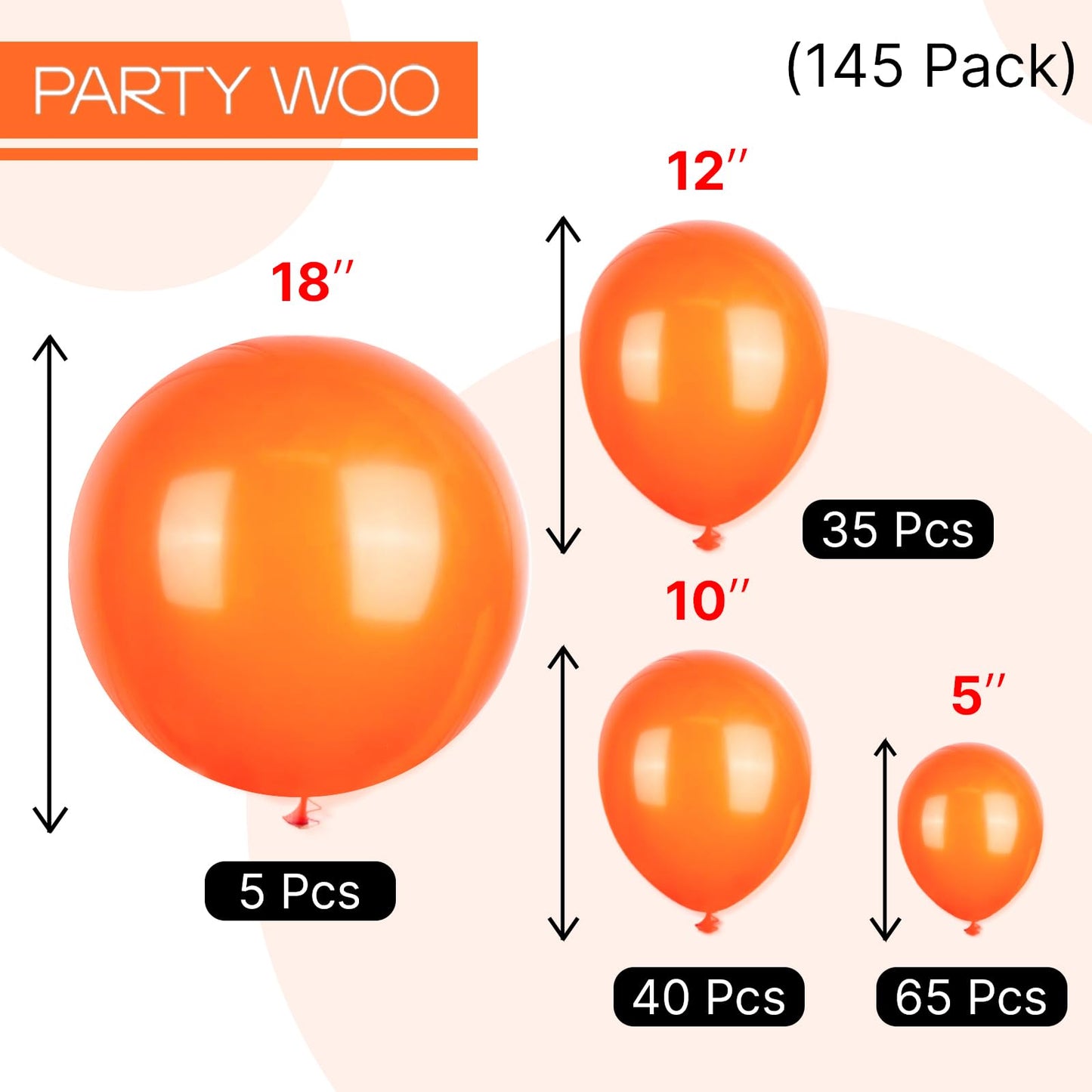 PartyWoo Balloons 145 pcs Different Sizes of 18 12 10 5 Inch Orange Fall Balloon Arch Kit Garland for Thanksgiving Halloween Little Cutie Baby Shower Birthday Party Decorations Orange-Y9