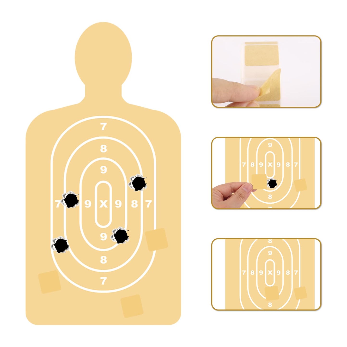 Tinoaly 2000pcs/2 Rolls Pasters, 1 Inch Self-Adhesive Stickers Tape Square Shooting Cardboard Paper Label Marker for Shooting Range Practice (Yellow)