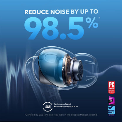 Soundcore by Anker Liberty 4 NC Wireless Noise Cancelling Earbuds, 98.5% Reduction, Adaptive to Ears and Environment, Hi-Res Sound, 50H Battery, Charging, Bluetooth 5.3
