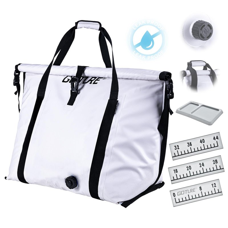 Goture Insulated Fish Cooler Bag, Monster Leakproof Fish Kill Bag, Portable Large Fishing Cooler Bag for Outdoor Tarvel with Drain Plug, Keep Ice Cold All Day Long （27.4x11.8x15.7in）