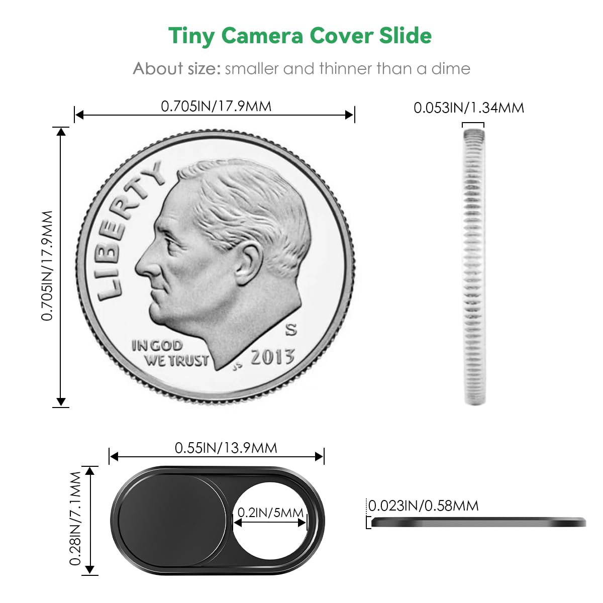 CloudValley Webcam Cover Slide[2-Pack], 0.023 Inch Ultra-Thin Metal Web Camera Cover for Macbook Pro, iMac, Laptop, PC, iPad Pro, iPhone 8/7/6 Plus, Protect Your Visual Privacy [Black]