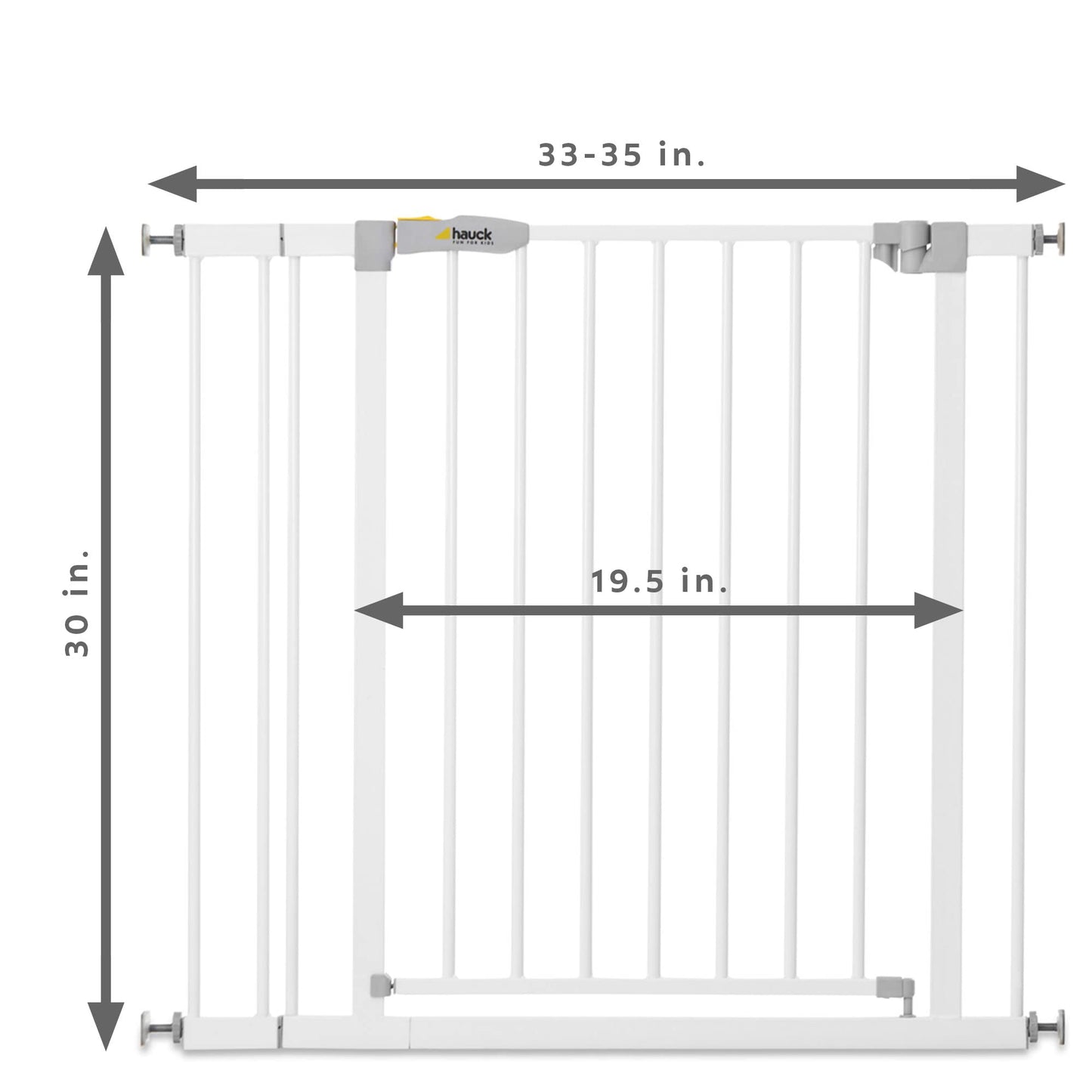 hauck Safety Gate for Doors and Stairs Open N Stop KD incl. 9 cm Extension / Pressure Fit / 84 - 89 cm Large / Metal / White