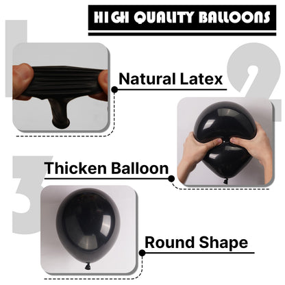 PartyWoo Black Balloons, 85 pcs Matte Black Balloons Different Sizes Pack of 18 Inch 12 Inch 10 Inch 5 Inch Black Balloons for Balloon Garland Balloon Arch as Birthday Party Decorations, Black-Y18