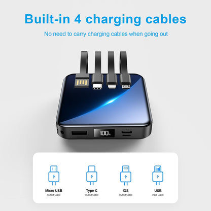Portable Charger with Built-in Cable,12000mAh 22.5W Fast Charging Small Power Bank,USB C Input/Output with Smart LED Display,External Battery Pack for iPhone,Tablet,Samsung