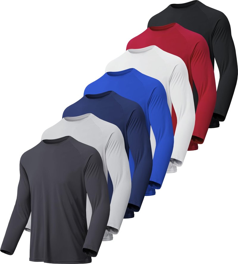 MLYENX 7 Pack Long Sleeve Shirts for Men UPF 50+ UV Sun Protection Quick Dry Moisture Wicking Workout Tee Shirts XL