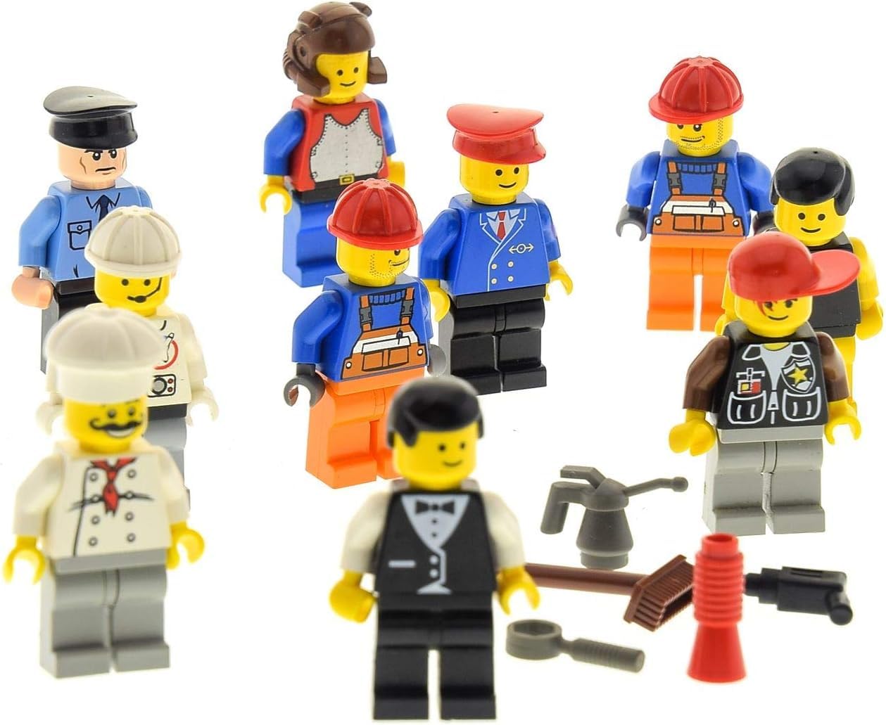 LEGO Bausteine Gebraucht 10 x City City Mini Figurines System with Accessories Men and Women Random Assorted