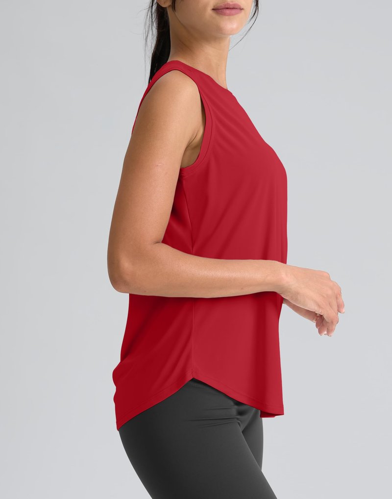 SANTINY Women's Sleeveless Workout Tops Breathable Lightweight Active Tennis Yoga Shirts Athletic Running Tank Tops for Women (Chilli Red_S)