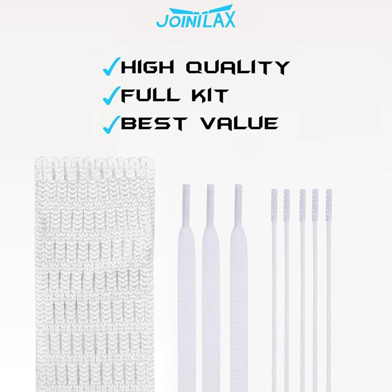 Lacrosse 2.0 Semi-Soft Complete Kit | Premium Lacrosse Mesh & Strings - White