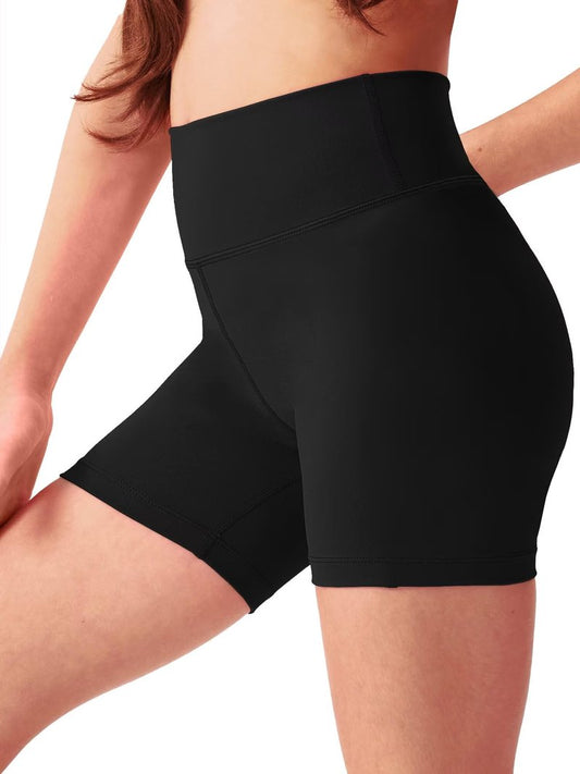 SKIDREAM Girls 4'' High Waisted Biker Shorts, Stretchy Athletic Workout Running Shorts for Kids and Teens Black