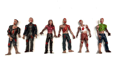 PowerTRC Toy Zombie Action Figures with Movable and Detachable Joints | Mini Zombie Figurines | Great for Presents, Decoration, and Party Favors | Pack of 6, 4 Inches Tall Zombies