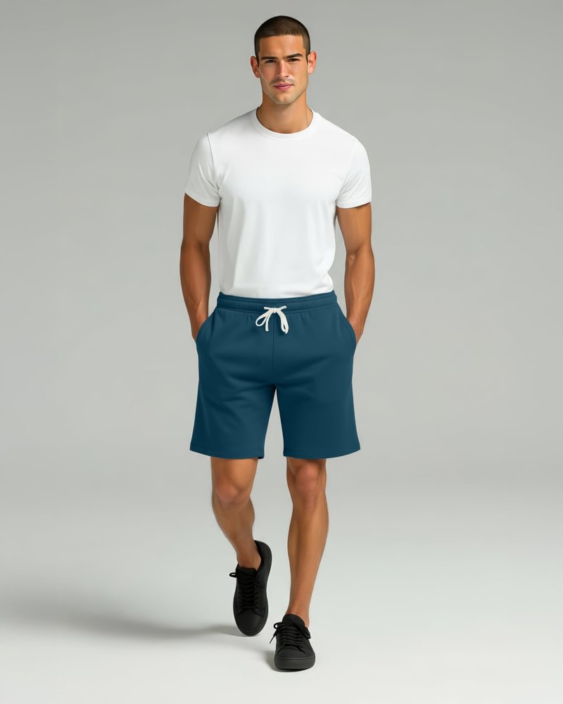 Real Essentials 3 Pack: Men's Cotton 7" French Terry Lounge Sweat Shorts – Sleep Casual Shorts Pockets (Big & Tall Available)- Set 3, L